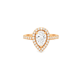 14K Gold 1.00 Carat Natural Pear Diamond Halo Art Deco Cathedral Engagement Ring