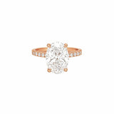 14K Gold 4.00 Carat Lab Grown Oval Diamond Prong Under Halo Engagement Ring