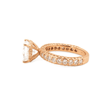 14K Gold 3.00 Carat Lab Grown Princess Diamond Under Halo 3D Engagement Ring