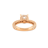 14K Gold 3.00 Carat Lab Grown Princess Diamond Under Halo 3D Engagement Ring