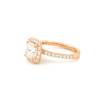 14K Gold 1.50 Carat Lab Grown Cushion Diamond Halo Ribbed Engagement Ring