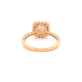 14K Gold 1.50 Carat Lab Grown Cushion Diamond Halo Ribbed Engagement Ring