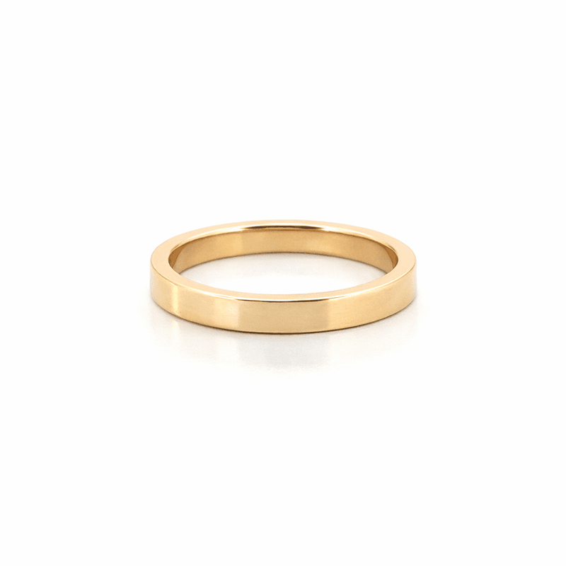 14K Gold Squared 3MM Mens Band