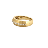 14K Gold Brushed Center Row Diamond Band