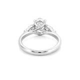 14K Gold Three Stone 3.00 Carat Oval and Pear Cut Lab Grown Diamond Solitaire Engagement Ring
