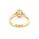 14K Gold Three Stone 3.00 Carat Oval and Pear Cut Lab Grown Diamond Solitaire Engagement Ring