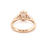 14K Gold Three Stone 3.00 Carat Oval and Pear Cut Lab Grown Diamond Solitaire Engagement Ring