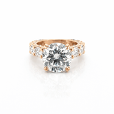 14K Gold 5.00 Carat Lab Grown Round Diamond Under Halo U Prong Engagement Ring