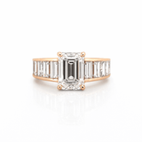 14K Gold 3.00 Carat Lab Grown Emerald Channel Set Diamond Engagement Ring