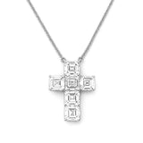 14K Gold Lab Grown Asscher Cut Diamond Cross Pendant