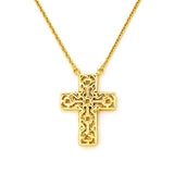 14K Gold Lab Grown Asscher Cut Diamond Cross Pendant