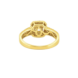 14K Gold Princess Natural Diamond Halo 3 Row Engagement Ring