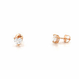 14K Gold Natural Heart Diamond Stud Earrings