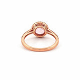 14K Gold Round Halo Morganite Cathedral Ring