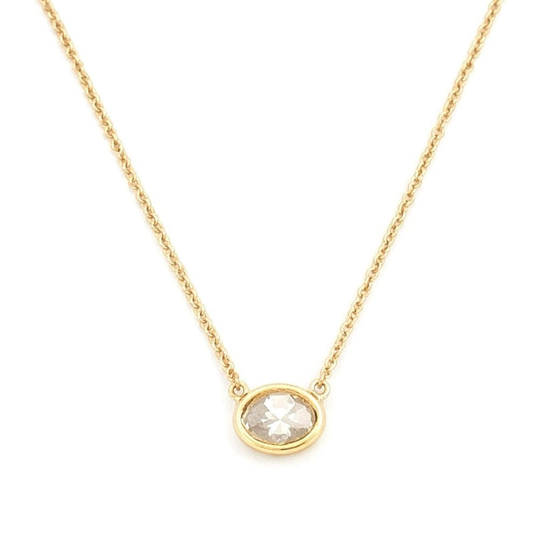 14K Gold East West Lab Grown Oval Diamond Pendant Necklace