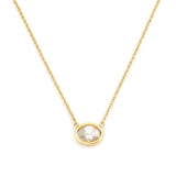 14K Gold East West Lab Grown Oval Diamond Pendant Necklace