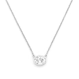 14K Gold East West Lab Grown Oval Diamond Pendant Necklace