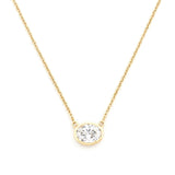 14K Gold East West Lab Grown Oval Diamond Pendant Necklace