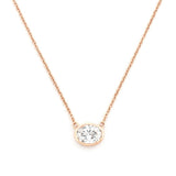 14K Gold East West Lab Grown Oval Diamond Pendant Necklace