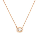 14K Gold East West Lab Grown Oval Diamond Pendant Necklace