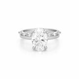14K Gold 3.50 Carat Lab Grown Oval Diamond Solitaire Under Halo Engagement Marquise Set