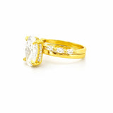 14K Gold 3.50 Carat Lab Grown Oval Diamond Solitaire Under Halo Engagement Marquise Set