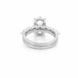 14K Gold 3.50 Carat Lab Grown Oval Diamond Solitaire Under Halo Engagement Marquise Set