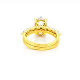 14K Gold 3.50 Carat Lab Grown Oval Diamond Solitaire Under Halo Engagement Marquise Set