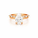 14K Gold 3.50 Carat Lab Grown Oval Diamond Solitaire Under Halo Engagement Marquise Set