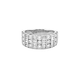14K Gold Multi Row Baguette and Round Diamond Band