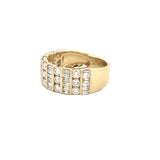 14K Gold Multi Row Baguette and Round Diamond Band