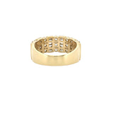 14K Gold Multi Row Baguette and Round Diamond Band