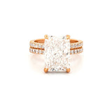 14K Gold 7.00 Carat Lab Grown Radiant Diamond Prong Set Under Halo Engagement Set