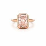 14K Gold Lab Grown Radiant Pink Diamond Solitaire Bezel Engagement Ring