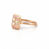 14K Gold Lab Grown Radiant Pink Diamond Solitaire Bezel Engagement Ring