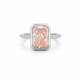 14K Gold Lab Grown Radiant Pink Diamond Solitaire Bezel Engagement Ring