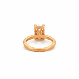 14K Gold 3.00 Carat Lab Grown Radiant Diamond Prong Set Engagement Ring with Diamond Under Halo and Prongs
