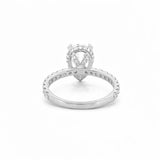 14K Gold 3.00 Carat Lab Grown Pear Diamond Prong Set Engagement Ring with Diamond Under Halo and Prongs