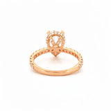 14K Gold 3.00 Carat Lab Grown Pear Diamond Prong Set Engagement Ring with Diamond Under Halo and Prongs