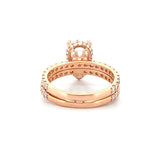 14K Gold 3.00 Carat Lab Grown Pear Diamond Prong Set Engagement Set with Diamond Under Halo and Prongs