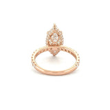 14K Gold 4.00 Carat Lab Grown Marquise Diamond Prong Set Engagement Ring with Diamond Under Halo and Prongs