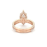 14K Gold 4.00 Carat Lab Grown Marquise Diamond Prong Set Engagement Set with Diamond Under Halo and Prongs