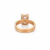 14K Gold 6.50 Carat Lab Grown Radiant Diamond Prong Set Engagement Set with Diamond Under Halo and Prongs