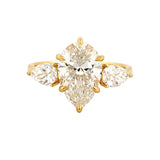 14K Gold 3.80 Carat Lab Grown Trio Pear Engagement Ring