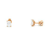 14K Gold Lab Grown Radiant Diamond Under Halo Stud Earrings