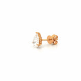14K Gold Lab Grown Pear Diamond Under Halo Stud Earrings