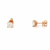 14K Gold Lab Grown Cushion Diamond Under Halo Stud Earrings