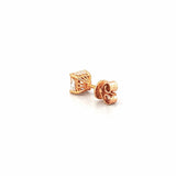 14K Gold Lab Grown Cushion Diamond Under Halo Stud Earrings