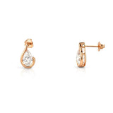 14K Gold Lab Grown Diamond Pear Open Bezel Stud Earrings