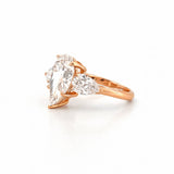 14K Gold 5.00 Carat Lab Grown Trio Pear Engagement Ring
